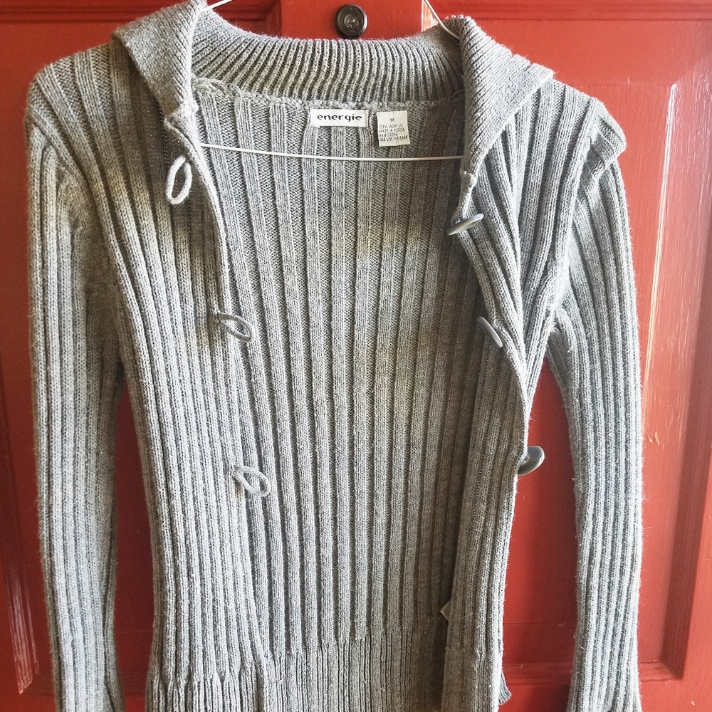 Gray cardigan sweater